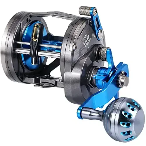 Burning Shark Trolling Reel Saltwater Level Wind Reels, Drag Reels Boat Fishing Ocean Fishing for Sea Bass Grouper Salmon 