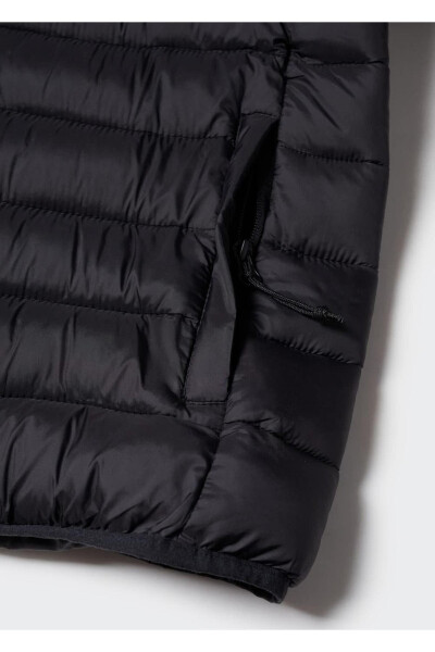 Yandan fermuarlı kapitone anorak-Siyah - 6