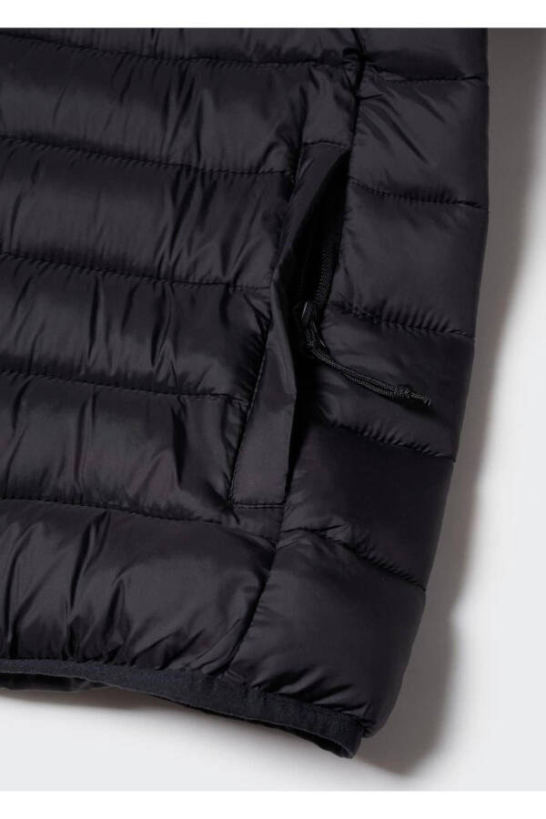 Yandan fermuarlı kapitone anorak-Siyah - 6