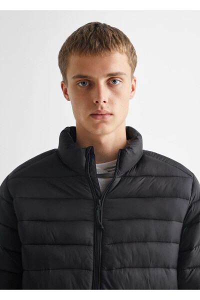 Yandan fermuarlı kapitone anorak-Siyah - 7