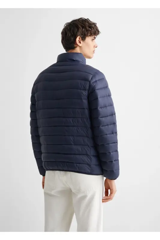 Yandan fermuarlı kapitone anorak - Lacivert - 4