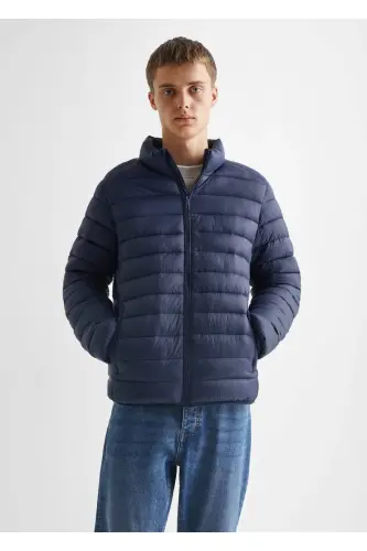 Yandan fermuarlı kapitone anorak - Lacivert 