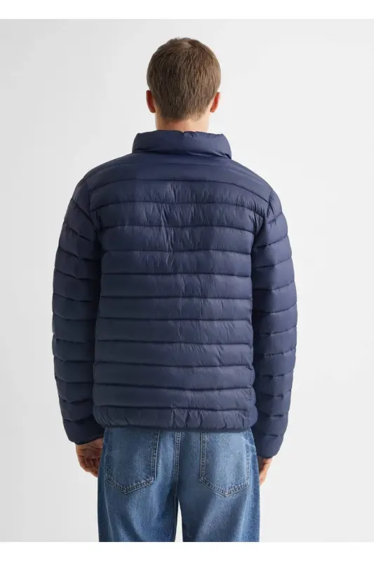 Yandan fermuarlı kapitone anorak - Lacivert - 4