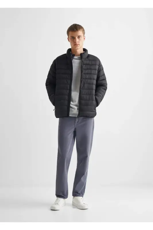 Yandan fermuarlı kapitone anorak - Siyah - 2