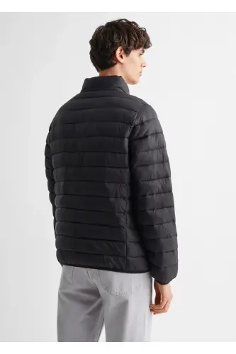 Yandan fermuarlı kapitone anorak-Siyah - 4