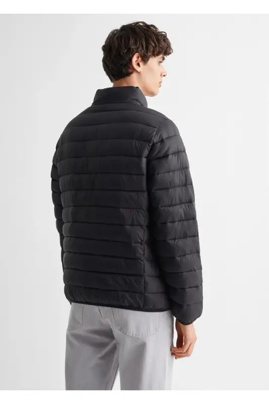 Yandan fermuarlı kapitone anorak-Siyah - 4