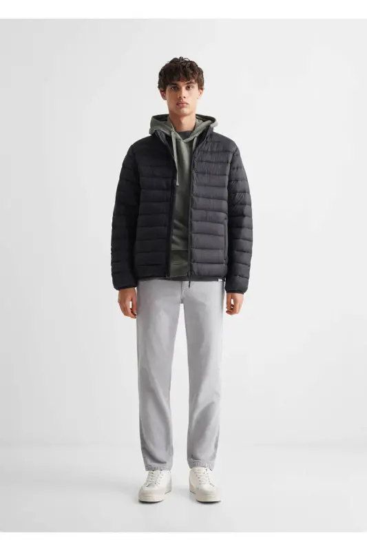 Yandan fermuarlı kapitone anorak - Siyah - 2