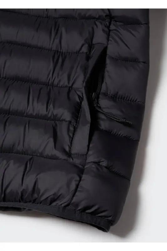 Yandan fermuarlı kapitone anorak - Siyah - 7