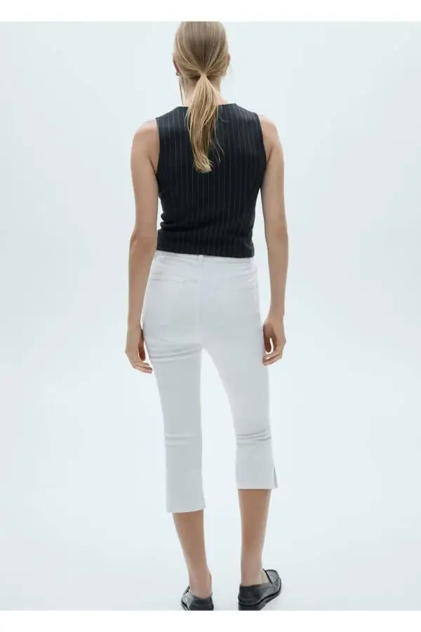 Yandan yırtmaçlı capri jean pantolon - 4