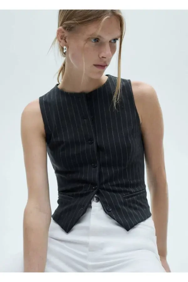 Yandan yırtmaçlı capri jean pantolon - 5