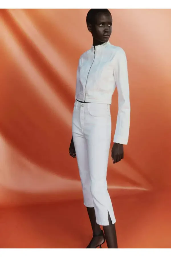 Yandan yırtmaçlı capri jean pantolon - 7