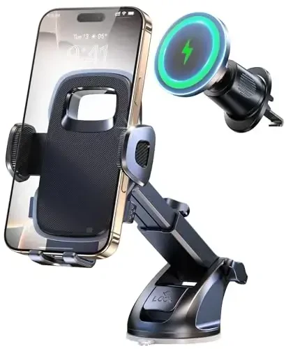Yangi 2025 Vakuum Magnit Telefon So'rg'ichli Uskunasi, MagSafe Avtomobil O'rnatgichi uchun 15W Simsiz Zaryadlovchi va Asboblar Paneli Oyna Ventilyator Uskunasi, Uber uchun Har Qanday Ob-Havo So'rg'ichi, iPhone 16/15/14 Pro Max Plus - 6