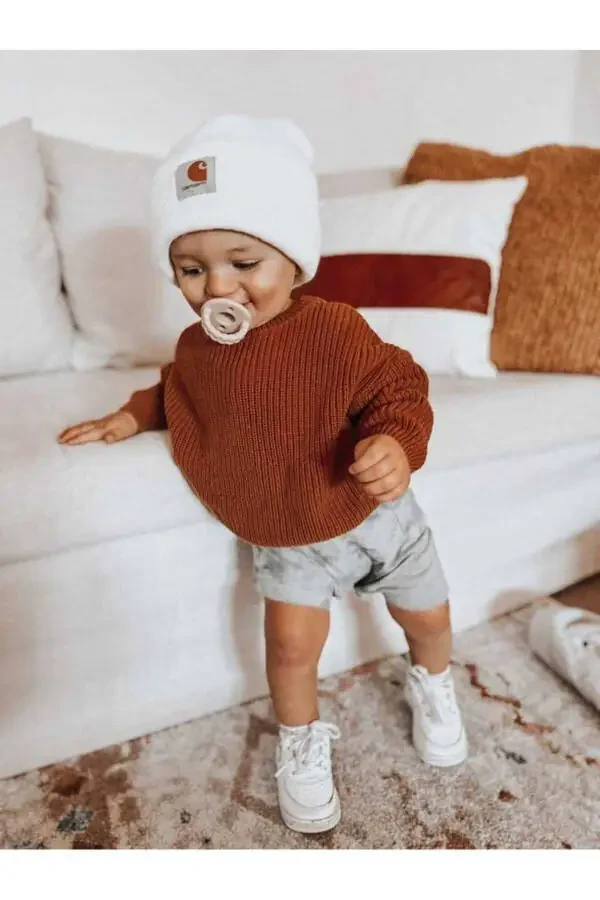 Yangi mavsum Extra Elastik Velosiped Yoqasi Unisex Chaqaloq & Bolalar Sviteri (0-5 Yosh) - 1