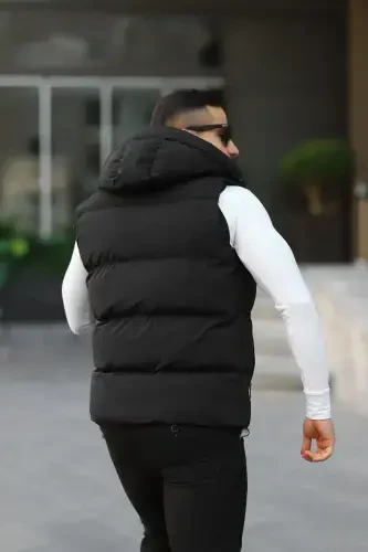 Yangi mavsum kapüşonli suv o'tkazmaydigan shishirilgan yelek-QORA - 4