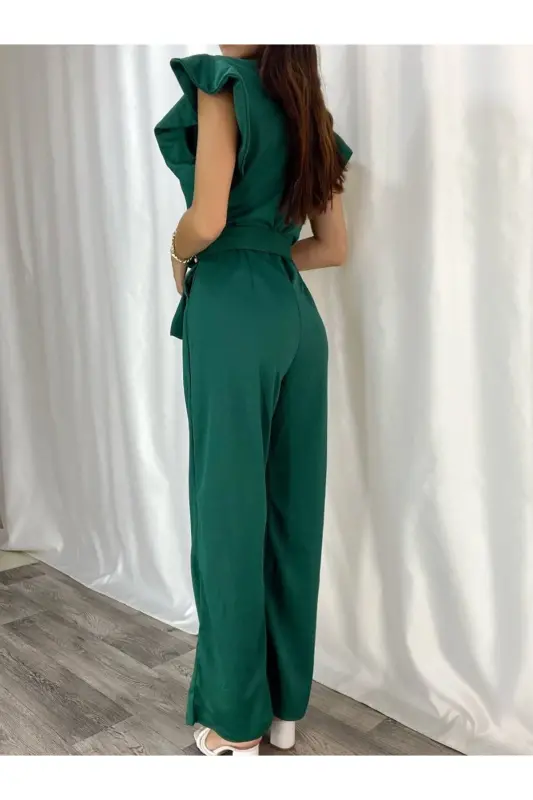 Yangi Mavsum Moslashuvchan Yashil Krep Mato Yenglari Volan Tafsilotli Kechki Va Bitiruv Libosi 582183 705-YASHIL 705 - 6