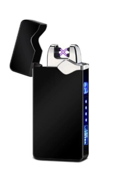 Yangi Model USB Qayta Zaryadlanadigan Elektr Chiroq Qora - 4