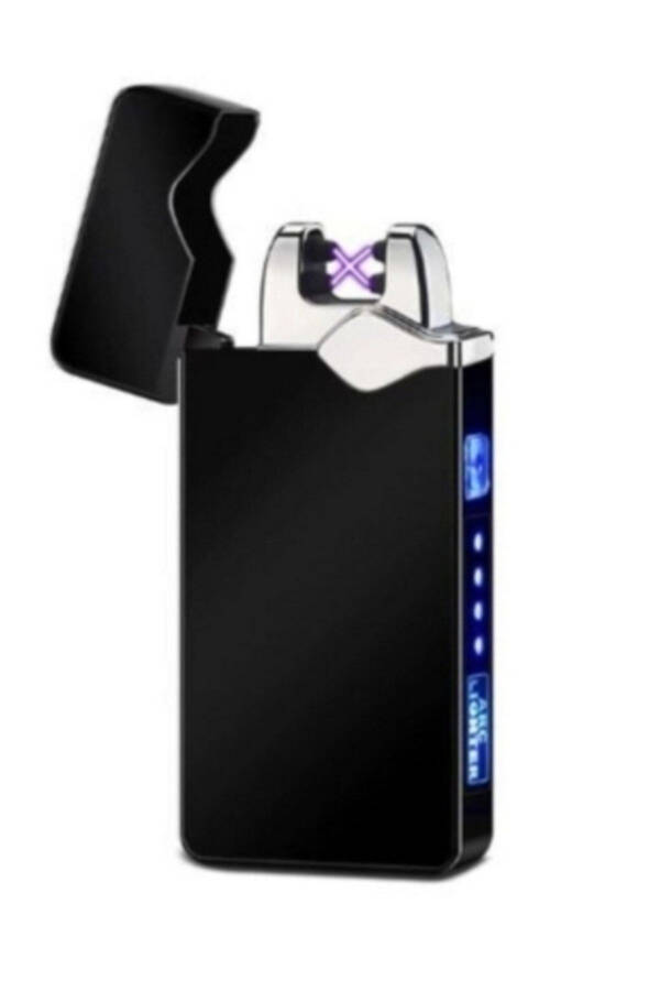 Yangi Model USB Qayta Zaryadlanadigan Elektr Chiroq Qora - 3