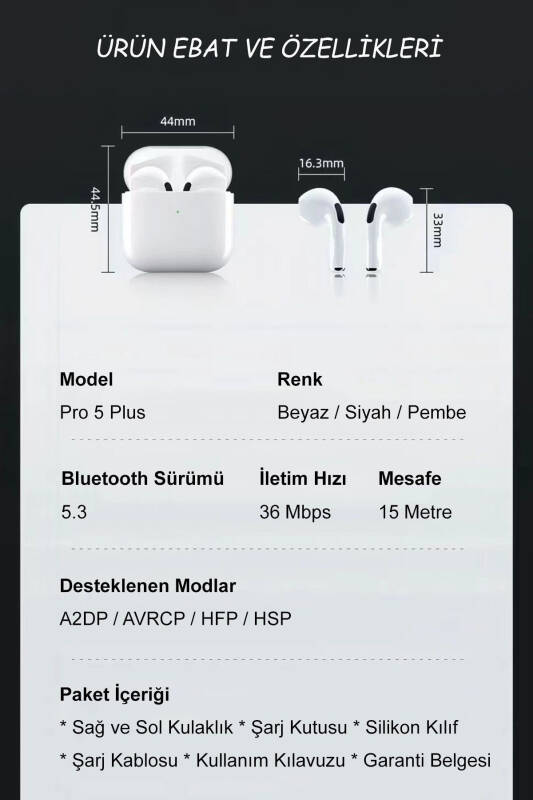 Yangi Pro 5 Plus Ios Android Moslashli A Sifatli Hd Ovoz Ishlashi Bluetooth Quloqchinlar - 11