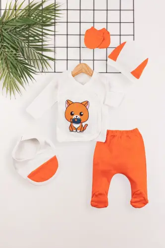 Yangi tug'ilgan chaqaloq kasalxonadan chiqish uchun 5 qismli to'plam 100% organik paxta, qo'shimcha yumshoq to'qima - 3