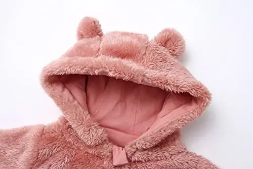 Yangi tug'ilgan chaqaloq kombinezoni kapüşonli junli rompers uzun qisma onesies tashqi kiyimlar - 2