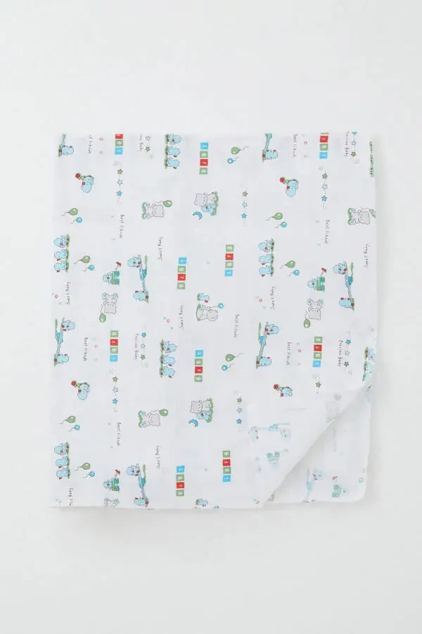 Yangi tug'ilgan chaqaloq Muslin ko'rpa yoqimli chaqaloq hayvon do'stlari standart, oq - 2