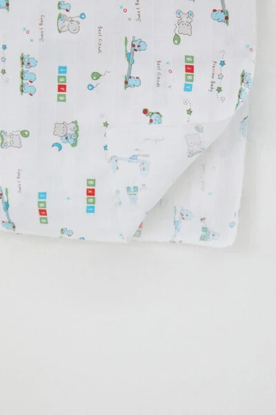 Yangi tug'ilgan chaqaloq Muslin ko'rpa yoqimli chaqaloq hayvon do'stlari standart, oq - 3