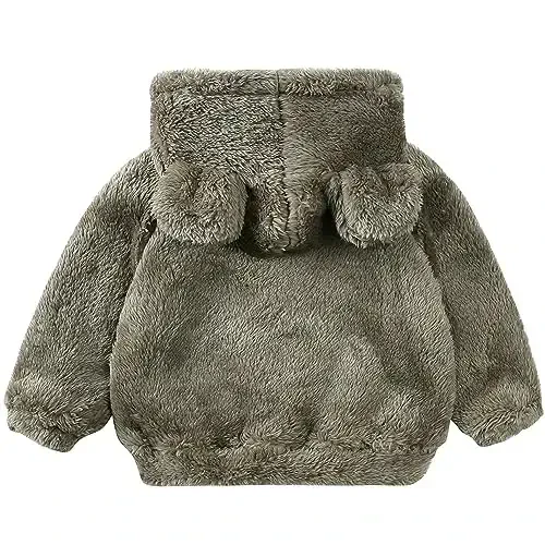 Newborn Infant Baby Boys Girls Cartoon Fleece Hooded Jacket Coat with Ears Warm Todder Kids Outwear Coat Zipper Up 0-6Y - 2