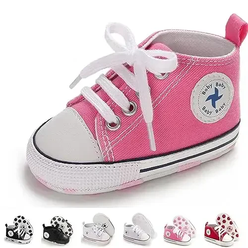 Yangi tug'ilgan chaqaloq qizlar bolalar tuvali poyabzallari Infantil yumshoq taglikli slip-on birinchi yuruvchilar Sneaker Toddler Flat Loafers High Top Crib Denim Unisex Mokasin poyabzali - NEWBORN