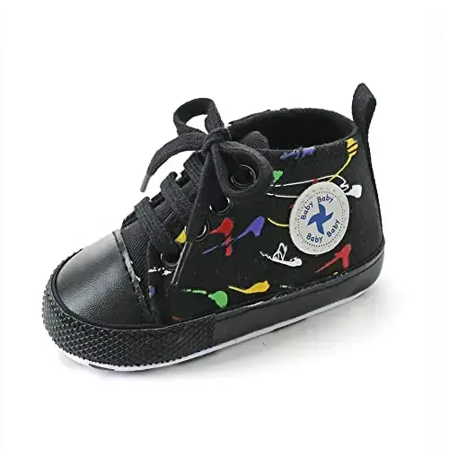 Yangi tug'ilgan chaqaloq qizlar bolalar tuvali poyafzallari Chaqaloq yumshoq taglik slip-on Birinchi yuruvchilar Sneaker Toddler tekis loaferlar Yuqori top beshik denim unisex mokasin poyafzal - NEWBORN