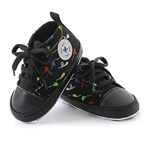 Yangi tug'ilgan chaqaloq qizlar bolalar tuvali poyafzallari Chaqaloq yumshoq taglik slip-on Birinchi yuruvchilar Sneaker Toddler tekis loaferlar Yuqori top beshik denim unisex mokasin poyafzal - 5