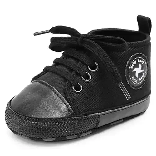 Yangi tug'ilgan chaqaloq qizlar bolalar tuvali poyafzallari Chaqaloq yumshoq taglik slipida Birinchi yuruvchilar krossovkasi Toddler tekis loaferlar Yuqori top to'shak denim Unisex mokasin poyafzali - 2