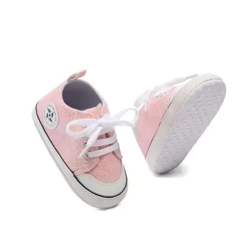 Yangi tug'ilgan chaqaloq qizlar bolalar tuvali poyafzallari Infantil yumshoq taglik Slip On Birinchi yuruvchilar Sneaker Bolalar uchun tekis Loferlar Yuqori top to'shak Denim Uniseks Mokasin poyabzali - 3