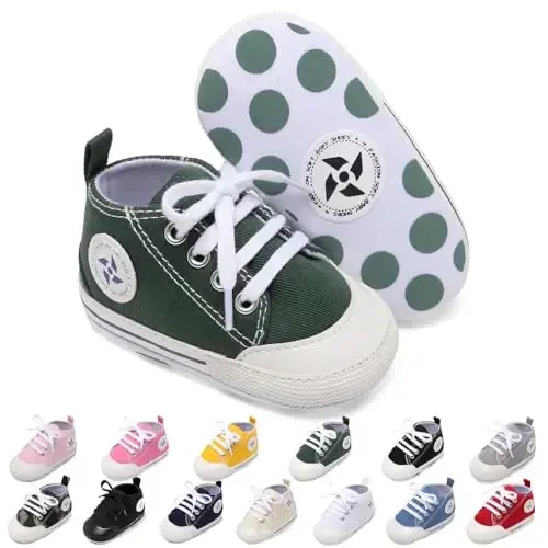 Yangi tug'ilgan chaqaloq qizlar o'g'il bolalar tuvali poyafzallari Infant yumshoq taglik Slip On Birinchi Yuruvchilar Sneaker Toddler tekis Loaferlar Yuqori Top Beshik Denim Unisex Mokasin Poyafzal 