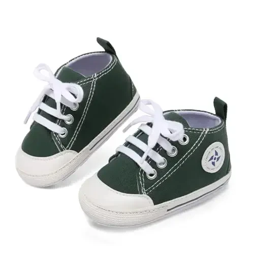 Yangi tug'ilgan chaqaloq qizlar o'g'il bolalar tuvali poyafzallari Infant yumshoq taglik Slip On Birinchi Yuruvchilar Sneaker Toddler tekis Loaferlar Yuqori Top Beshik Denim Unisex Mokasin Poyafzal - 4