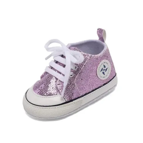 Yangi tug'ilgan chaqaloq qizlar uchun kanvas poyabzal O'g'il bolalar chaqaloq yumshoq taglik slip birinchi yuruvchilar krossovkasi yosh bolalar tekis loafers yuqori top beshik denim unisex mokasin poyabzal - NEWBORN