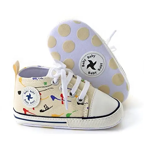 Yangi tug'ilgan chaqaloq qizlar uchun kanvas poyabzal O'g'il bolalar chaqaloq yumshoq taglik Slip Birinchi yuruvchilar Sneaker Chaqaloqlar uchun tekis Loferlar Yuqori top beshik Denim Unisex Mokasin poyabzal - 2