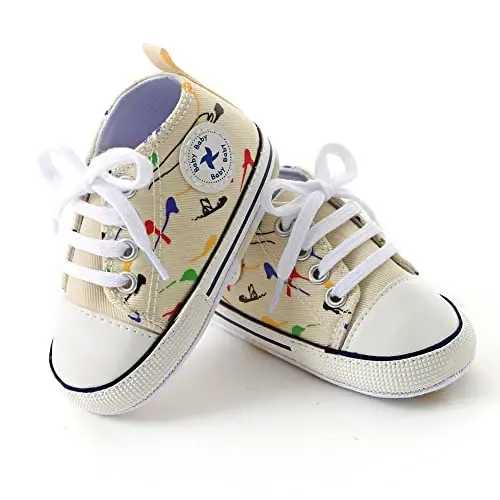 Yangi tug'ilgan chaqaloq qizlar uchun kanvas poyabzal O'g'il bolalar chaqaloq yumshoq taglik Slip Birinchi yuruvchilar Sneaker Chaqaloqlar uchun tekis Loferlar Yuqori top beshik Denim Unisex Mokasin poyabzal - 3