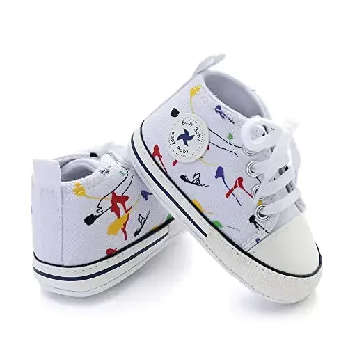 Yangi tug'ilgan chaqaloq qizlar uchun tuvali poyabzallari Chaqaloqlar uchun yumshoq taglik Yiqilib tushadigan birinchi yuruvchilar Sneaker Bolalar uchun tekis lofelar Yuqori top karavoti Jinsi Uniseks Mokasin poyabzali - 2