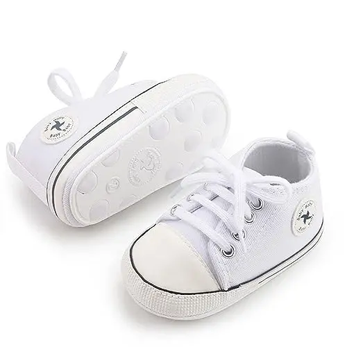 Yangi tug'ilgan chaqaloq qizlar uchun tuvali poyabzallari O'g'il bolalar uchun chaqaloqlar uchun yumshoq taglik Slip On Birinchi yuruvchilar krossovkasi Toddler tekis Loferlar Yuqori Top Crib Denim Unisex Mokasin Poyabzal - 4
