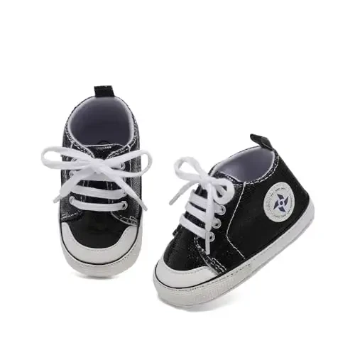 Yangi tug'ilgan chaqaloq qizlar uchun tuvali poyafzallari O'g'il bolalar uchun chaqaloq yumshoq taglik slip-on birinchi yuruvchi krossovkalar kichkintoy tekis loafers yuqori top karavoti denim unisex mokasin poyabzal - 2