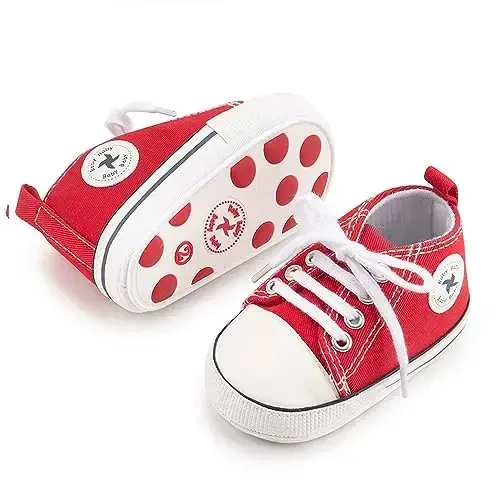 Yangi tug'ilgan chaqaloq qizlar uchun tuvali poyafzallari O'g'il bolalar uchun chaqaloq yumshoq taglikli slip-on birinchi yuruvchilar krossovkasi kichkintoy tekis loaferlar yuqori top karavoti denim unisex mokasin poyafzali - 3