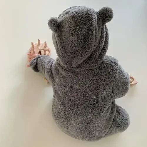 Yangi tug'ilgan chaqaloq romper fleece onesi kombinezon Toddler issiq kaputli ustki kiyimlar Kichkintoy uchun kostyumlar - 6