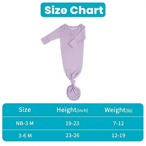 Yangi tug'ilgan chaqaloq tugunli ko'ylagi, o'ta yumshoq ipakdek go'dak uyqu libosi, qo'lqopli, kamonli va shapkali qizaloqlar uchun uyqu ko'ylagi to'plami - 7