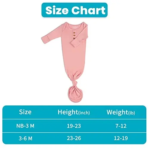 Yangi tug'ilgan chaqaloq tugunli ko'ylak, o'ta yumshoq ipakdek go'dak uyqu kostyumi, qo'lqopli, kamonli va shapkali qizcha uchun uyqu ko'ylagi to'plami - 7