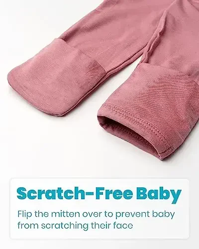 Yangi tug'ilgan chaqaloq uchun tugunli ko'ylak, juda yumshoq ipakdek chaqaloq uzun yengli uyqu kiyimi qo'lqoplar, shapka va bant bilan (juda uzun) - 4