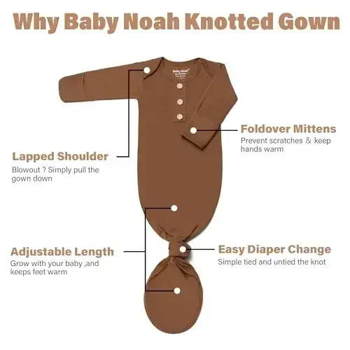 Yangi tug'ilgan chaqaloq uchun tugunli ko'ylak, o'ta yumshoq ipakdek chaqaloq uyqu kostyumi, qo'lqopli, bantli, klipsli va shapkali qizcha uchun uyqu ko'ylagi to'plami - 7