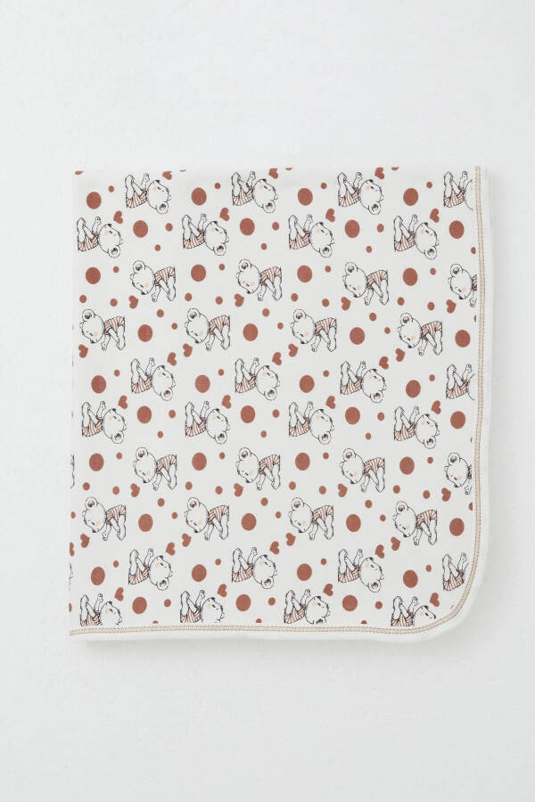 Yangi tug'ilgan chaqaloqlar uchun adyol. Yoqimli ayiqcha naqshli standart, Ekru. - 1