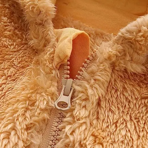 Yangi tug'ilgan chaqaloqlar uchun qor kostyumi Fleece astarli kombinezonlar Chaqaloqlar uchun iliq kapüşonlu romper - 4