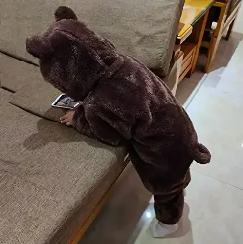 Yangi tug'ilgan chaqaloqlar uchun qor kostyumi, jun bilan qoplangan kombinezonlar, chaqaloqlar uchun issiq kapüşonlu romper - 2