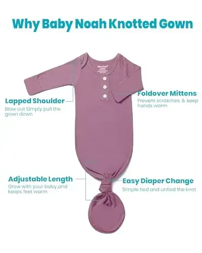 Yangi tug'ilgan chaqaloqlar uchun tugunli ko'ylak, o'ta yumshoq ipakli chaqaloq uxlash kiyimi, qo'lqop, kamon va shlyapa to'plami bilan qizaloq uxlash ko'ylagi - 2